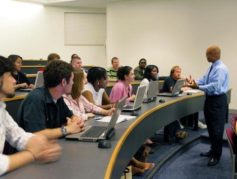 Professor and students in classroom